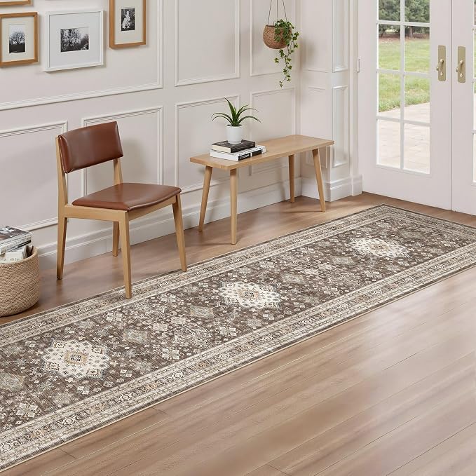 cotiled 2x6 Hallway Runner Rug for Entryway, Non-Slip Vintage, Dark Brown | - Image 2