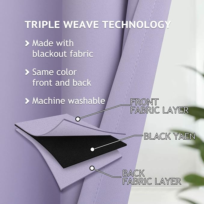 COSVIYA Grommet Room Darkening Lilac Curtains 54 inch Length - Image 4