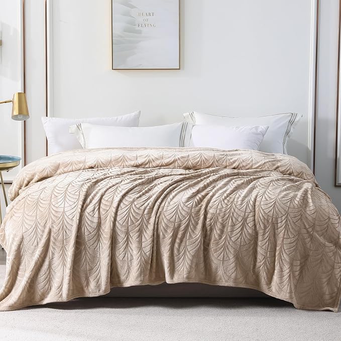 Whale Flotilla Soft Flannel Fleece King Size Bed Blanket, Champagne | Cozy - Image 8