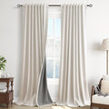 Cream Natural 100% Blackout Linen Curtains 95 Inches Long Blackout Thermal by Guken