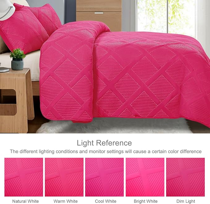 Exclusivo Mezcla California King Size Quilt, Hot Pink | Soft Bedspreads - Image 3