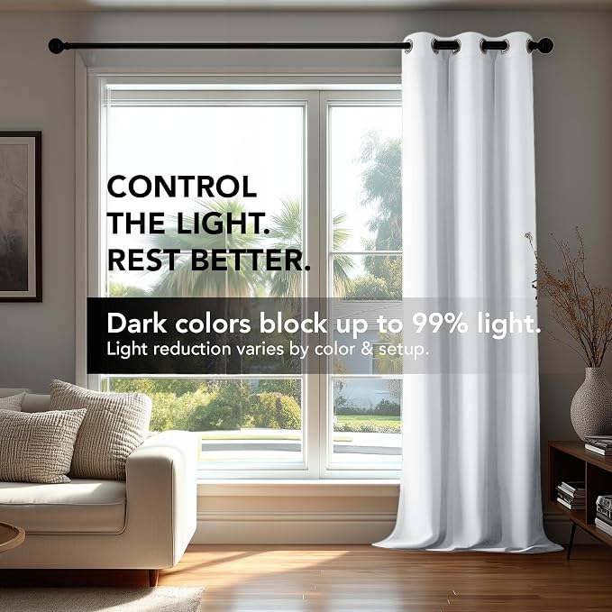 Deconovo Blackout Curtains for Bedroom and Living Room 45 Inches Long | Black - Image 4
