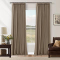 Latte 96 Inch Pinch Pleated Blackout Linen Curtains by Twodrapes