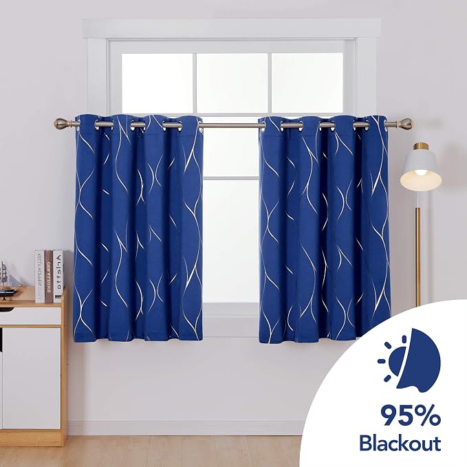 Deconovo Curtains for Living Room, Pattern Blackout Curtains 45 Inches Long | - Image 2