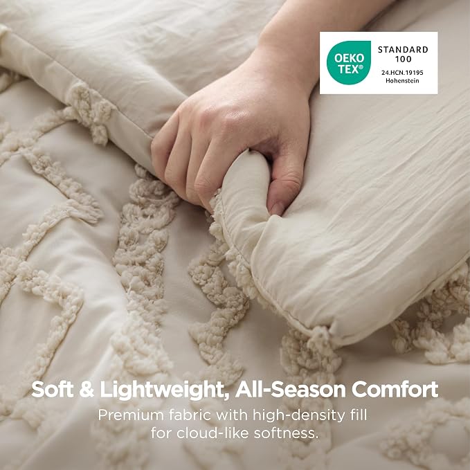 Bedsure Tufted Boho Comforter Set Oversized Queen - Image 3