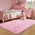 3x5 Pink Fluffy Shag Rug for Girls Bedroom, Plush Washable Carpet | Area Rug by KICHOWUA