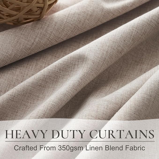 QJmydeco Blackout Curtains 70 Inches Extra Wide Linen Curtains 84 Inch Length - Image 5