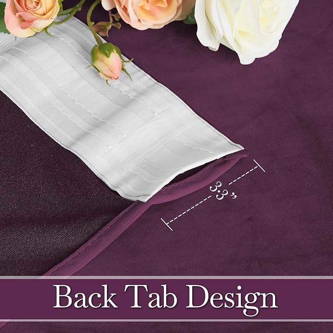 RYB HOME Purple Velvet Blackout Curtains 90 inches - Image 2