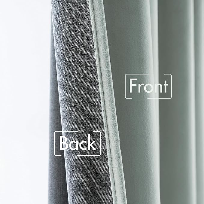 MIULEE Velvet Curtains 52x108 inches 2 Panels Misty Blue Blackout Curtains | - Image 6
