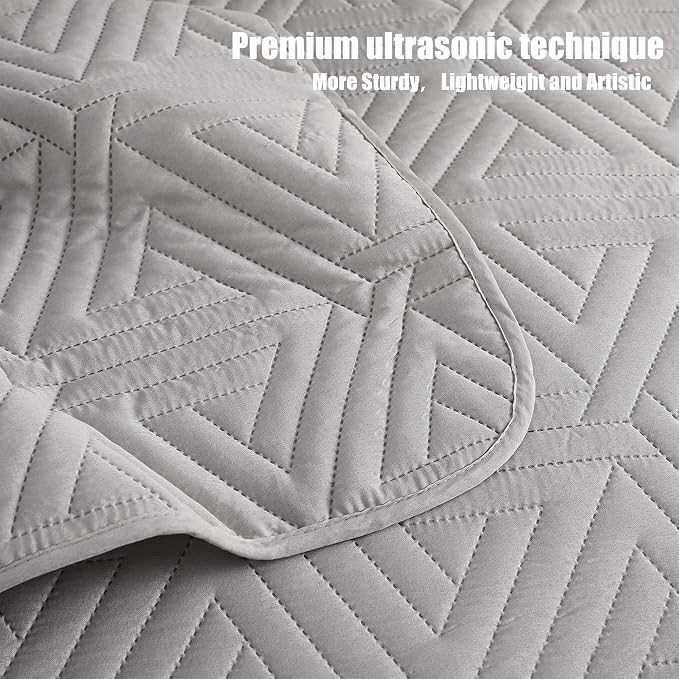Whale Flotilla Soft Geometric Twin Quilt Set - Image 9
