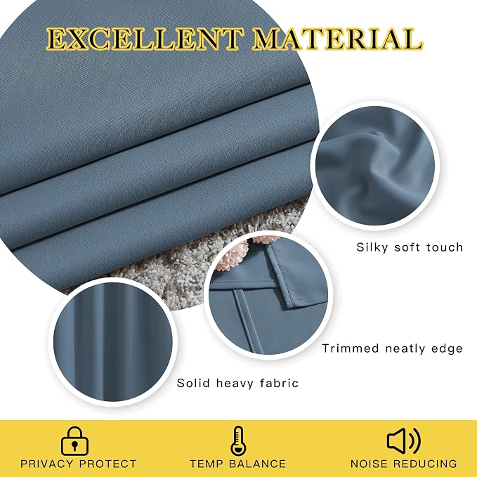 NICETOWN Smoky Blue Curtain Panels - Image 3