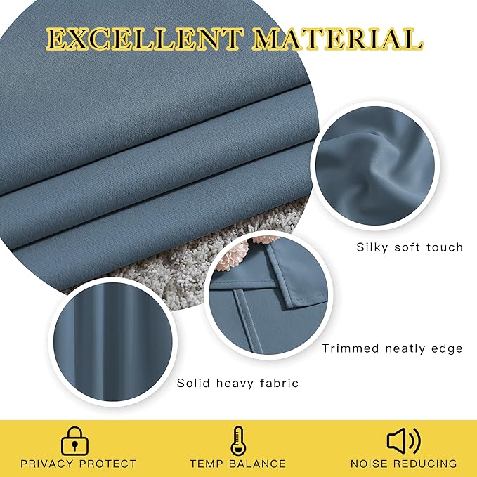 NICETOWN Smoky Blue Curtains for Girls Room - Image 3