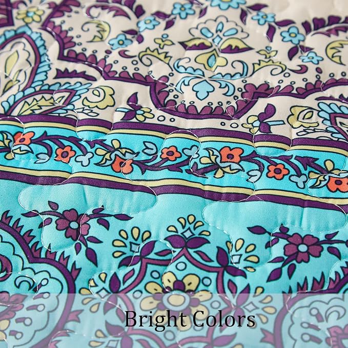 WONGS BEDDING Boho King Quilt Bedding Set, 3 Pieces Soft Bedspread, Breathable - Image 5