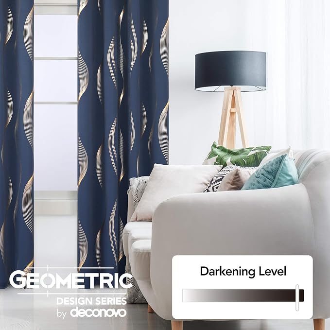 Deconovo Curtains for Living Room, Pattern Blackout Curtains 90 Inches Long | - Image 3