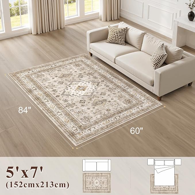 cotiled 5x7 Area Rug for Living Room, Traditional, Dining Room, and Home Office - Image 2