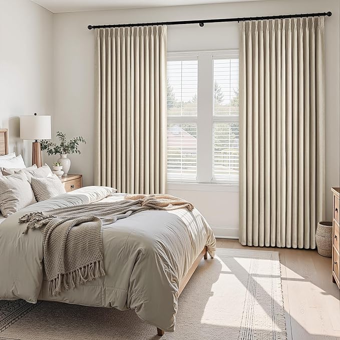 Topfinel 105 Inches Long Black Out Faux Double Layer Thick Linen Drapery Panels - Image 8