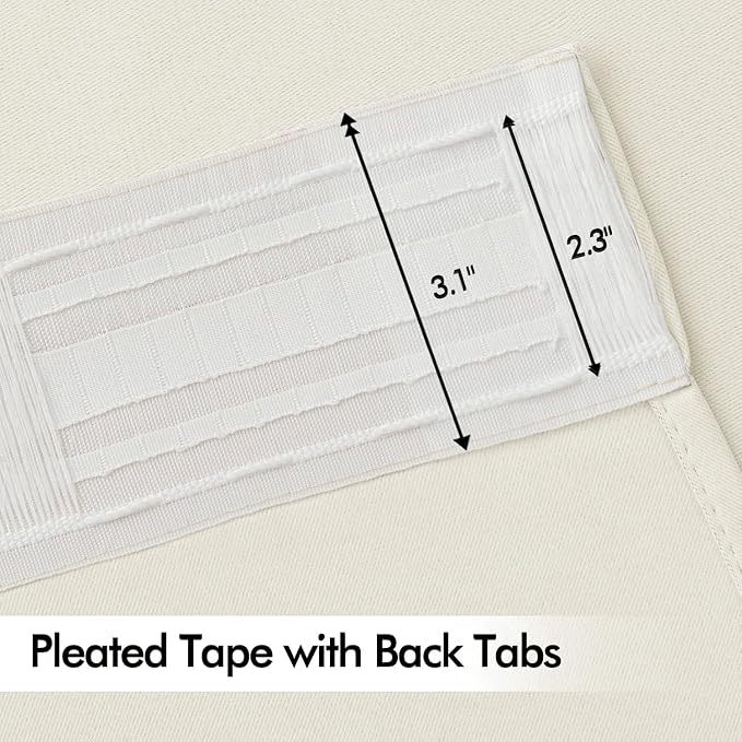 MIULEE Beige White Back Tab Blackout Curtains 52x120 Inch Long 2 Panels Set | - Image 4