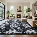 Mottled Black 9x12 Area Rugs for Living Room, Fluffy Shag Rug Large Carpet | by Yongyangjuxi