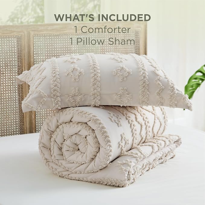 Bedsure Tufted Boho Comforter Set Twin Size - Image 6