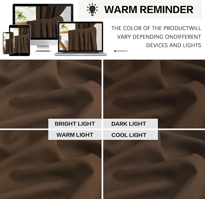 90 Inch Linen Blackout Curtains 2 Panels Set, 100% Black Out Thermal Insulated - Image 8