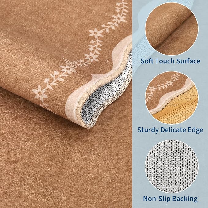 GarveeHome 2.5x8 Scalloped Washable Runner Rug Non Slip Hallway Kitchen Rug | - Image 6