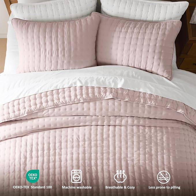 WDCOZY Pink King Size Quilt Bedding Sets - Image 7
