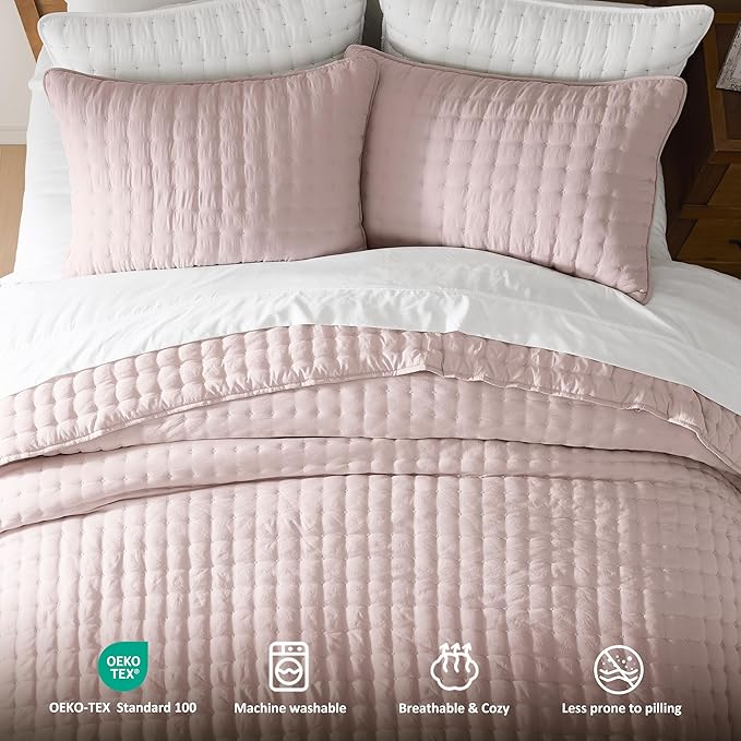 WDCOZY Pink Oversized California King Size Quilt Bedding Sets - Image 7