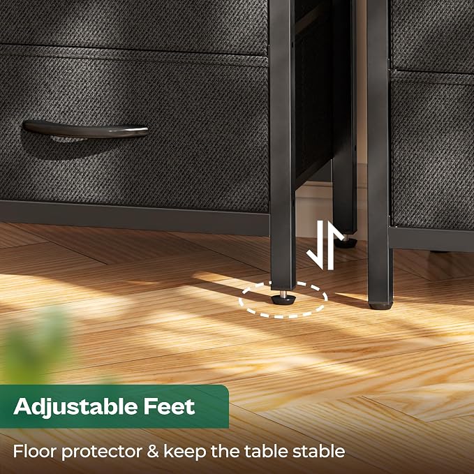 Huuger Nightstand with Charging Station, 27.6 Inch Bedside Table, Side Table | - Image 8