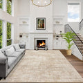 6x9 Area Rugs for Living Room: Washable Abstract Beige Badroom Carpet | by GENTDRIZZ