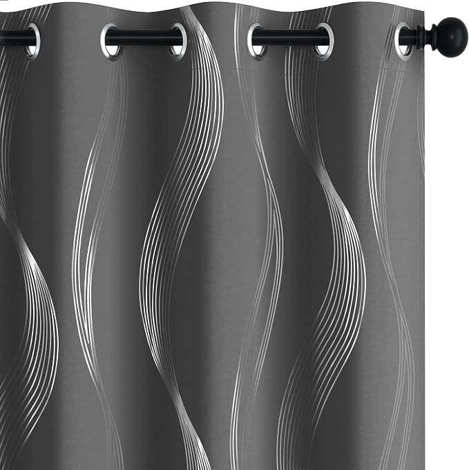 Deconovo Curtains for Living Room, Pattern Blackout Curtains 108 Inch Long | by Unknown