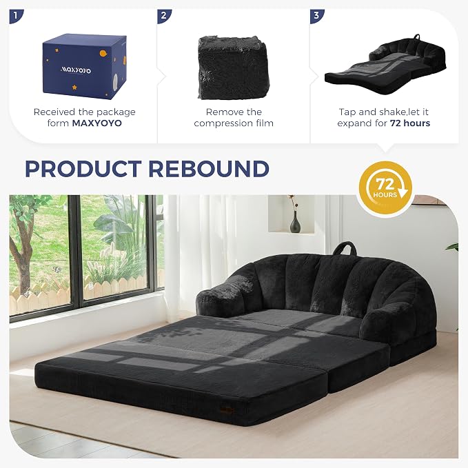 MAXYOYO Folding Sofa Bed, 2 in 1 Convertible Sofa to Lounger | Comfy Loveseat - Image 6