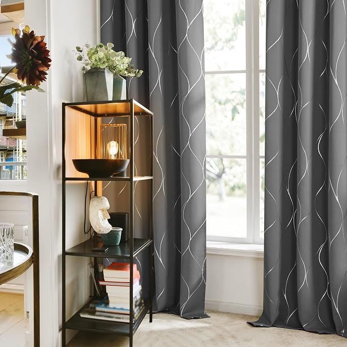Deconovo Curtains for Living Room, Pattern Blackout Curtains 96 Inches Long | - Image 3