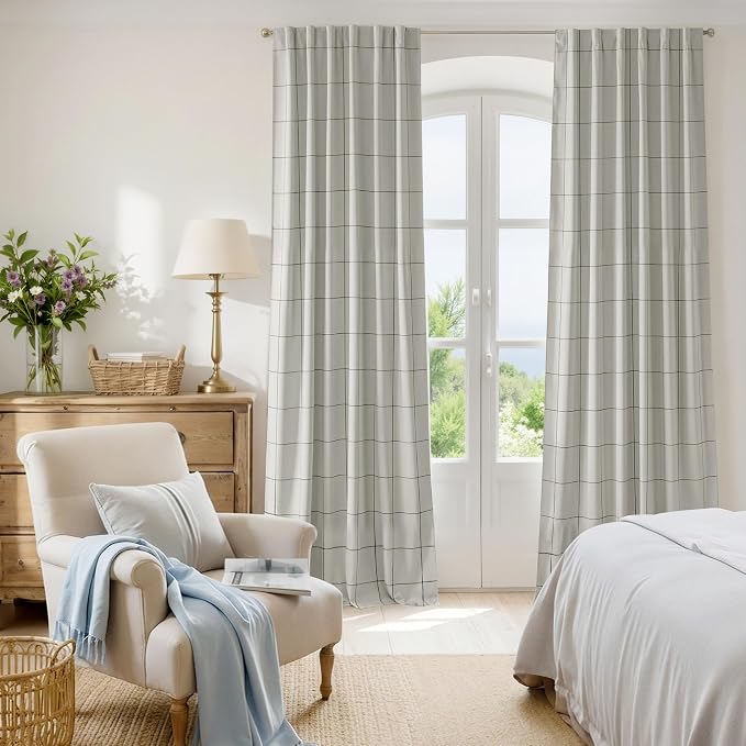 NICETOWN 100% Blackout Plaid Bedroom Curtains, 2 Panels | Rod Pocket & Back Tab - Image 7