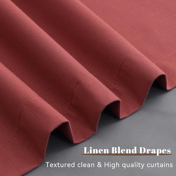 Red Linen 100% Blackout Curtains 84 Inch Long - Image 9