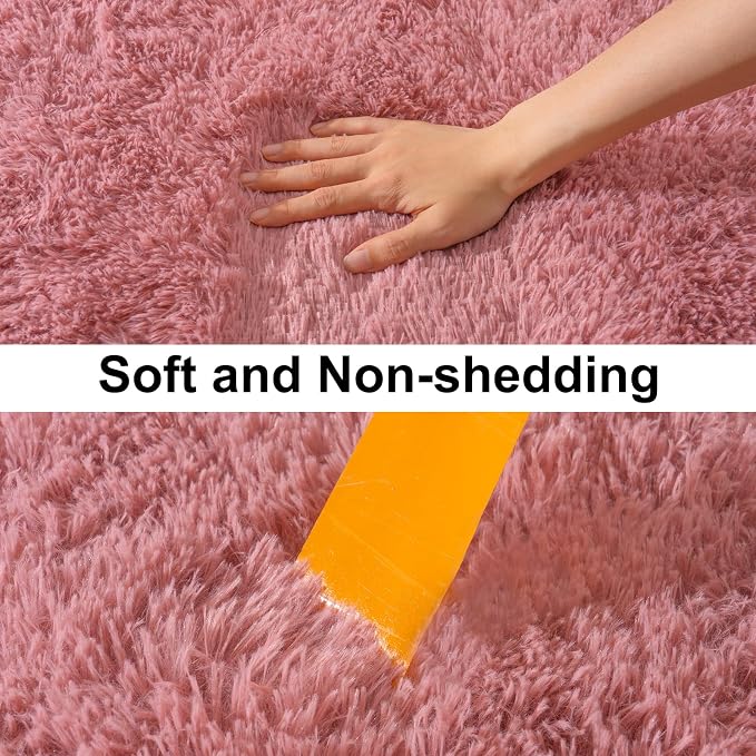 Soft Runner Rugs for Bedroom Hallway 2x5 Blush Pink | Fluffy Shag Throw Area - Image 7