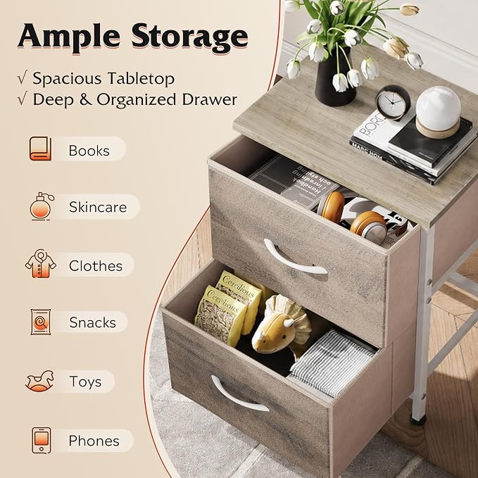WLIVE Nightstand, 2 Drawer Dresser - Image 4