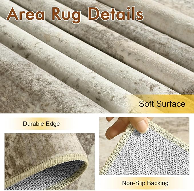 4x6 Ft Abstract Area Rugs for Living Room, Soft Non-Slip Modern Washable Rugs - Image 6