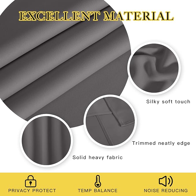 NICETOWN Grey Bedroom Blackout 90 inch Curtain - Image 4