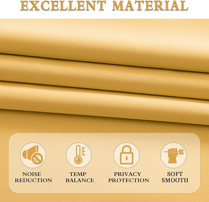 Gold Yellow Blackout Thermal Insulated Curtain Panels - Image 4