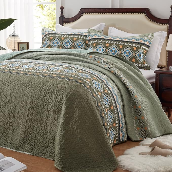 Quilt Set King Size 3 Piece Bedspread Coverlet Lightweight Comforter Microfiber by LEAONME