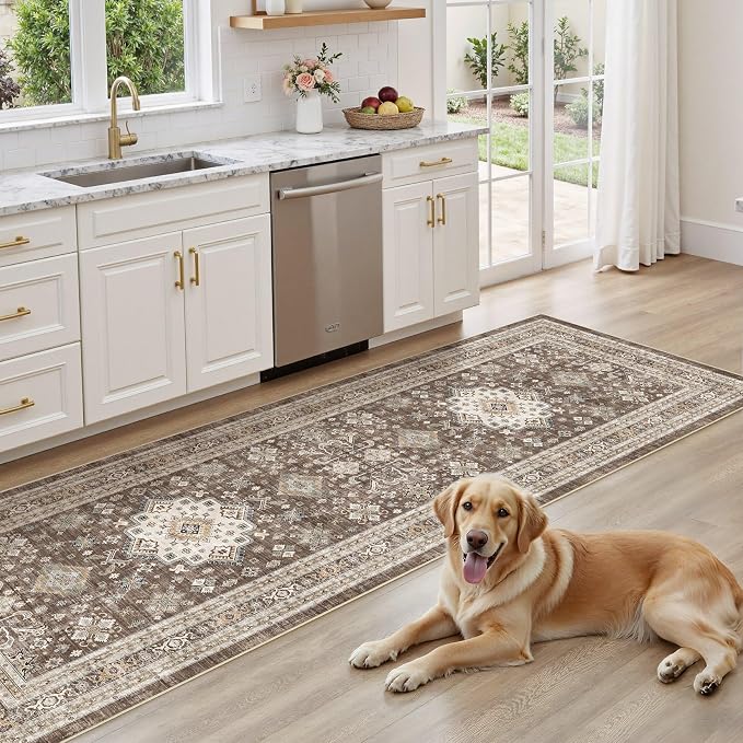 cotiled 3x8 Hallway Runner Rug for Entryway, Non-Slip Vintage, Dark Brown | - Image 7