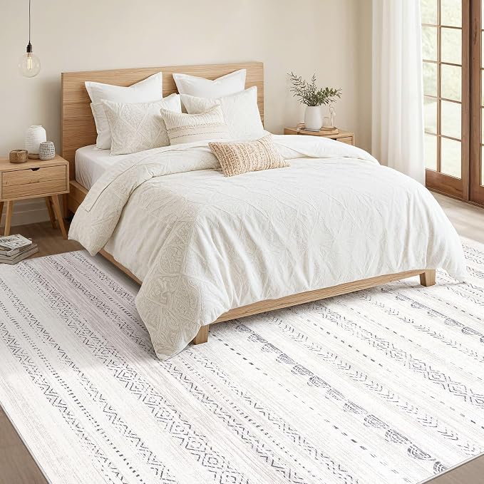 Nakagishi 6x10 Area Rugs Living Room: Washable Boho Large Neutral Soft - Image 6
