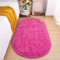 Goideal Fluffy Bedroom Rug, Small Oval Area Rugs, Hot Pink Shag Bedside Carpet by Goideal