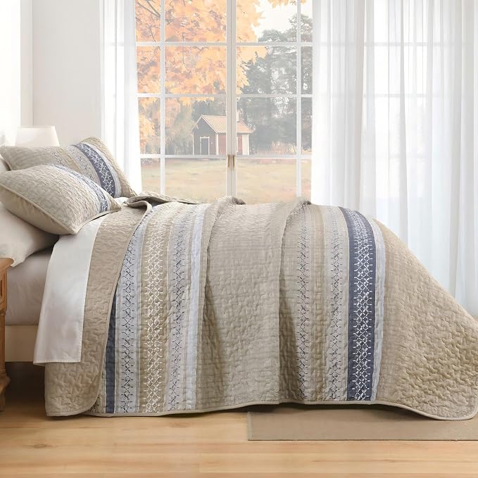 Cottolester Queen Quilt Bedding Set, All Seasons Microfiber Boho Quilt Set - Image 3