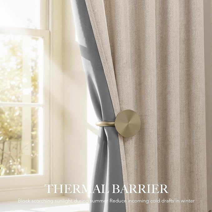 RYB HOME Warm Sand 100% Blackout Curtains 102 Inch Long - Image 4