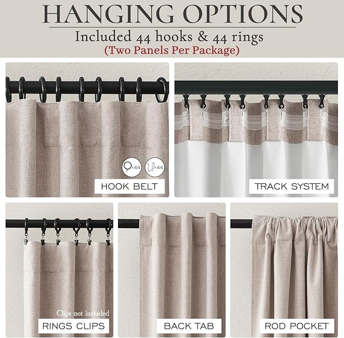 QJmydeco Curtains 60 Inch Length Wide Pleated Blackout Curtain - Image 3