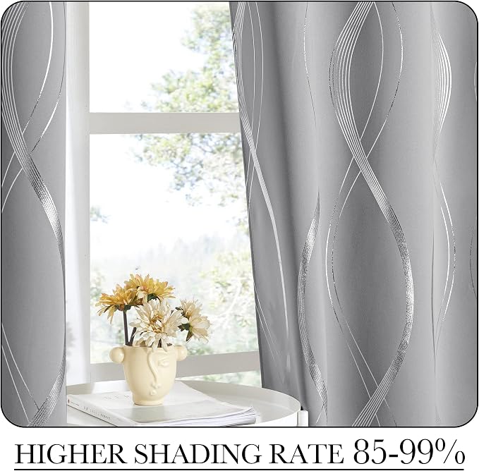 NICETOWN Silver Grey Blackout Curtain Panels - Image 6
