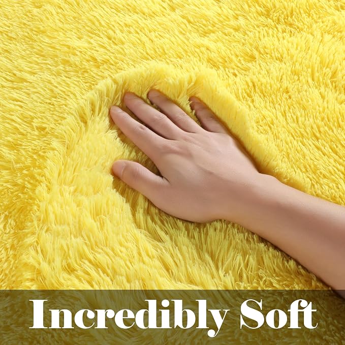 Yellow Runner Rugs for Bedroom Living Room, Fluffy 2x6 Bedside Hallway Area Rug - Image 2