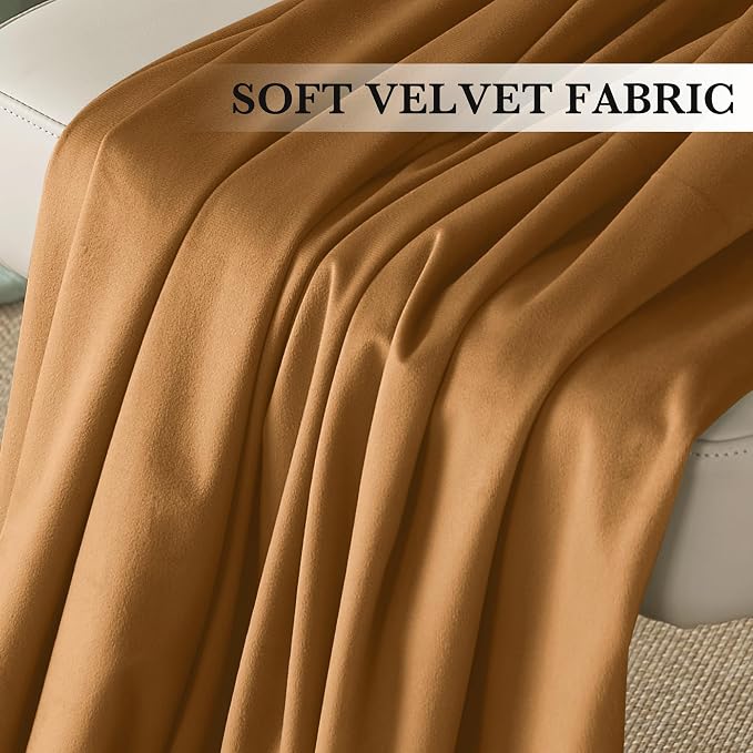 RYB HOME Bronze Velvet Blackout Curtains 90 inches - Image 4