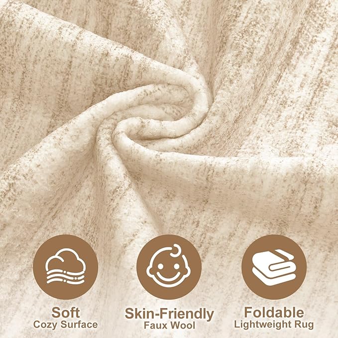 Nakagishi Boho 5x8 Area Rug Living Room Rugs Machine Washable Beige | Soft - Image 3